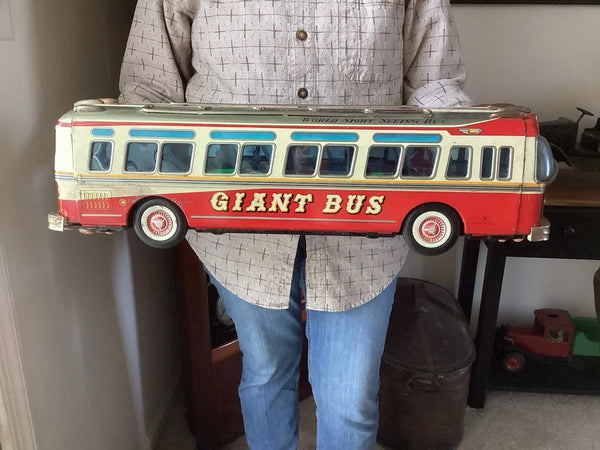 Vintage YONEZAWA Tin Litho Bus 23” 1950s (Scarce!)