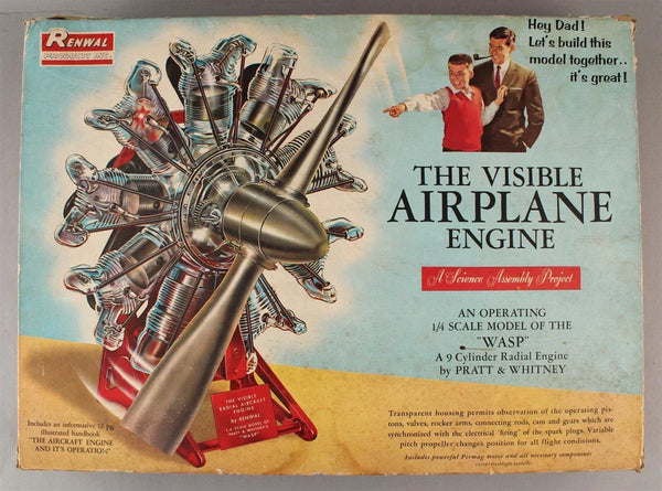 Vintage 1962 Renwal Products Visible Airplane Engine 1/4 Scale Model Kit & Box